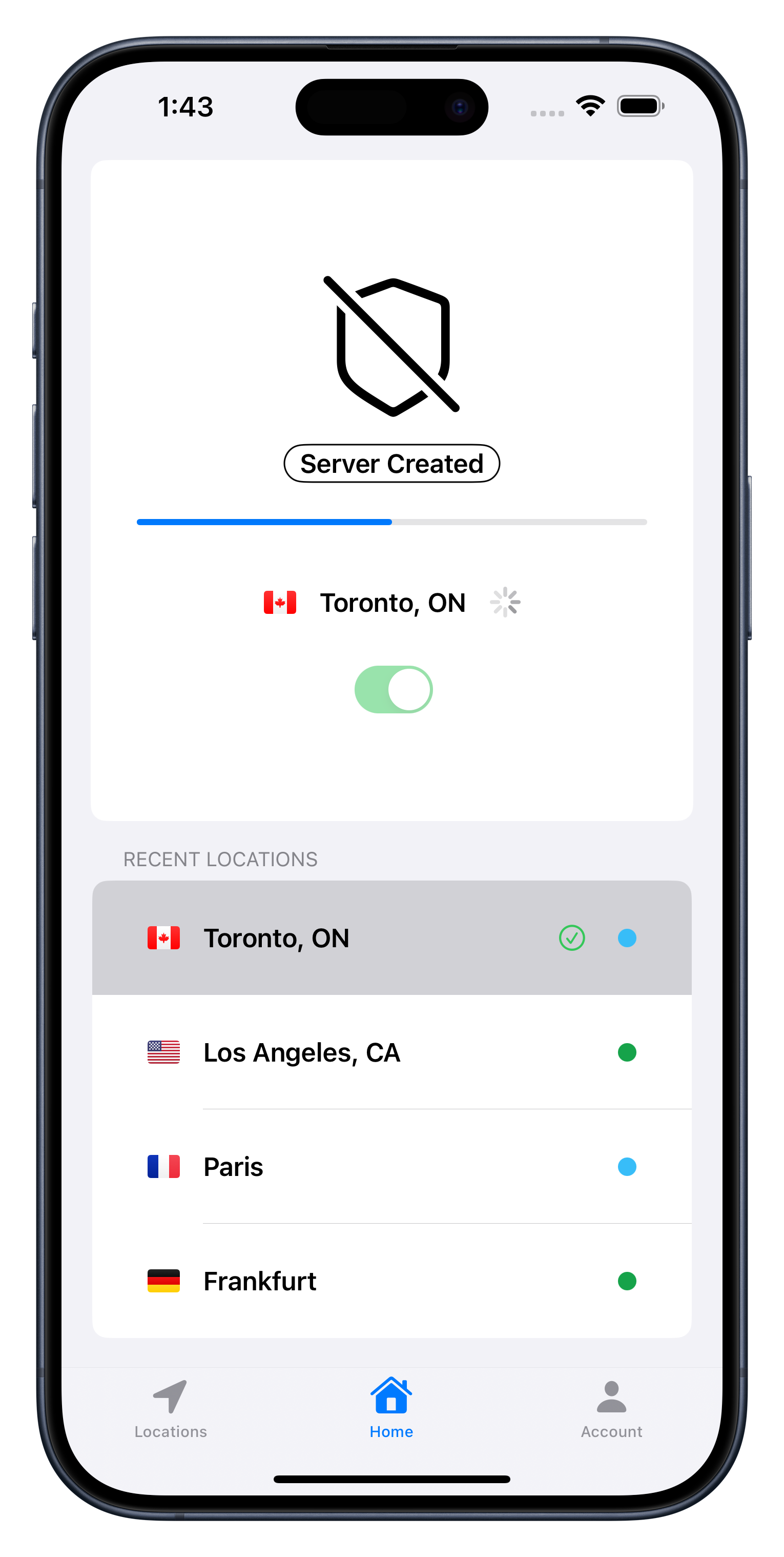 UpVPN on iPhone 15 Pro Max